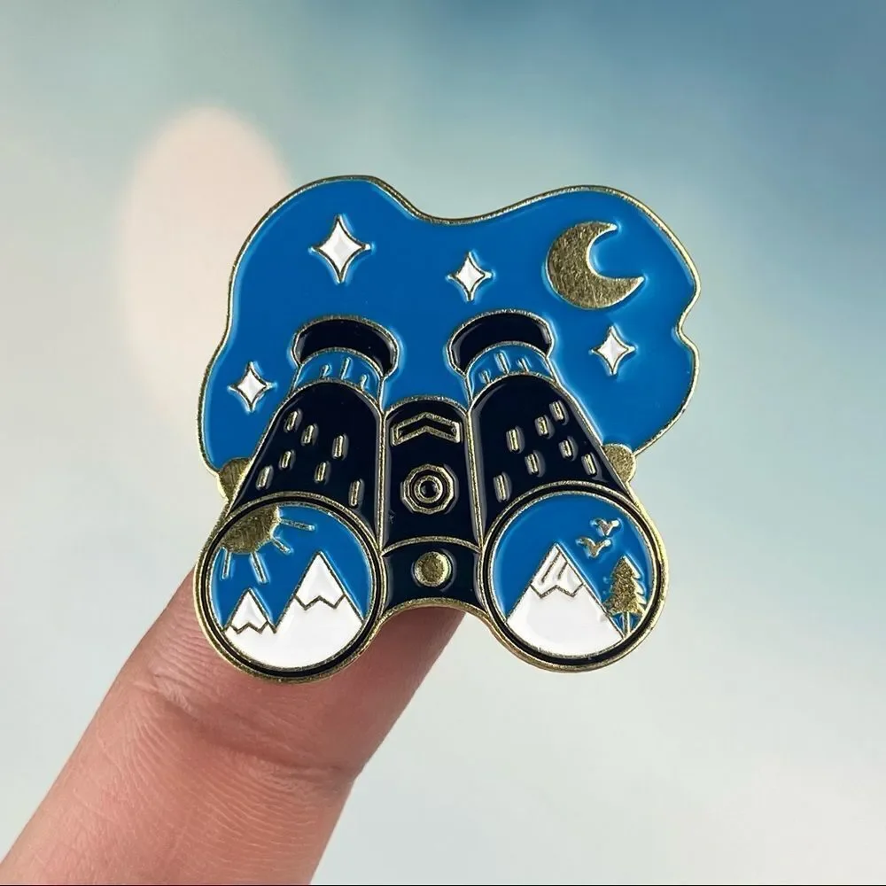 Camping Binoculars Enamel Pin/ Brooch Lapel
